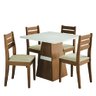 Conjunto Sala de Jantar Mesa Dakar 0,90m 4 Cadeiras Cedro / Off White / Bege Dobuê - 1