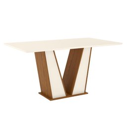 Mesa de Jantar Kimberly 160 Cm Tampo Reto Nature Off White – Henn - 1