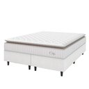 Ver imagem 1 de Cama Box Colchão Casal Queen Molas Ensacadas City Pillow Top 158x198x61cm Linho Branco / Bege