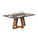Ver imagem 1 de Mesa de Sala Jantar Celeste com Tampo Vidro Curvo 160x90cm Freijo Cinza Urbano Dj Móveis
