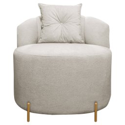 Poltrona Orgânica Grecia Redonda Pés em Metal Bouclê Bege Sofa Store - 2
