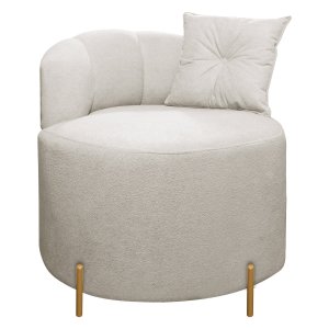 Poltrona Orgânica Grecia Redonda Pés em Metal Bouclê Bege Sofa Store
