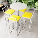 Ver imagem 1 de Conjunto Mesa Alta Bar Bistrô Redonda Branca 4 Banquetas Estofado Don Castro Decor