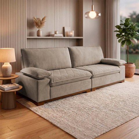Sofá Siberian 5 Lugares Reclinável 300cm Marrom King House