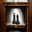 Ver imagem 5 de Dupla Peças Xadrez Rei e Rainha Cerâmica Preto Fosco