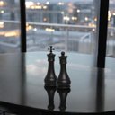 Ver imagem 7 de Dupla Peças Xadrez Rei e Rainha Cerâmica Preto Fosco