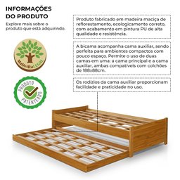 Bicama Bibox Solteiro Madeira Maciça Gabrieli Imbuia - Casa da Madeira - 2