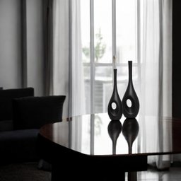 Dupla Vaso Arabella Decoração em Cerâmica Preto Fosco - 2