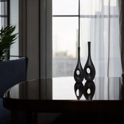 Dupla Vaso Arabella Decoração em Cerâmica Preto Fosco - 9