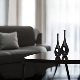 Dupla Vaso Arabella Decoração em Cerâmica Preto Fosco - 7