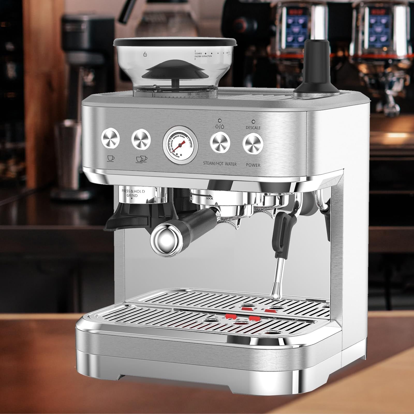 Takywep Máquina de Espresso Profissional 15 Bar com Moedor Cinza - 6