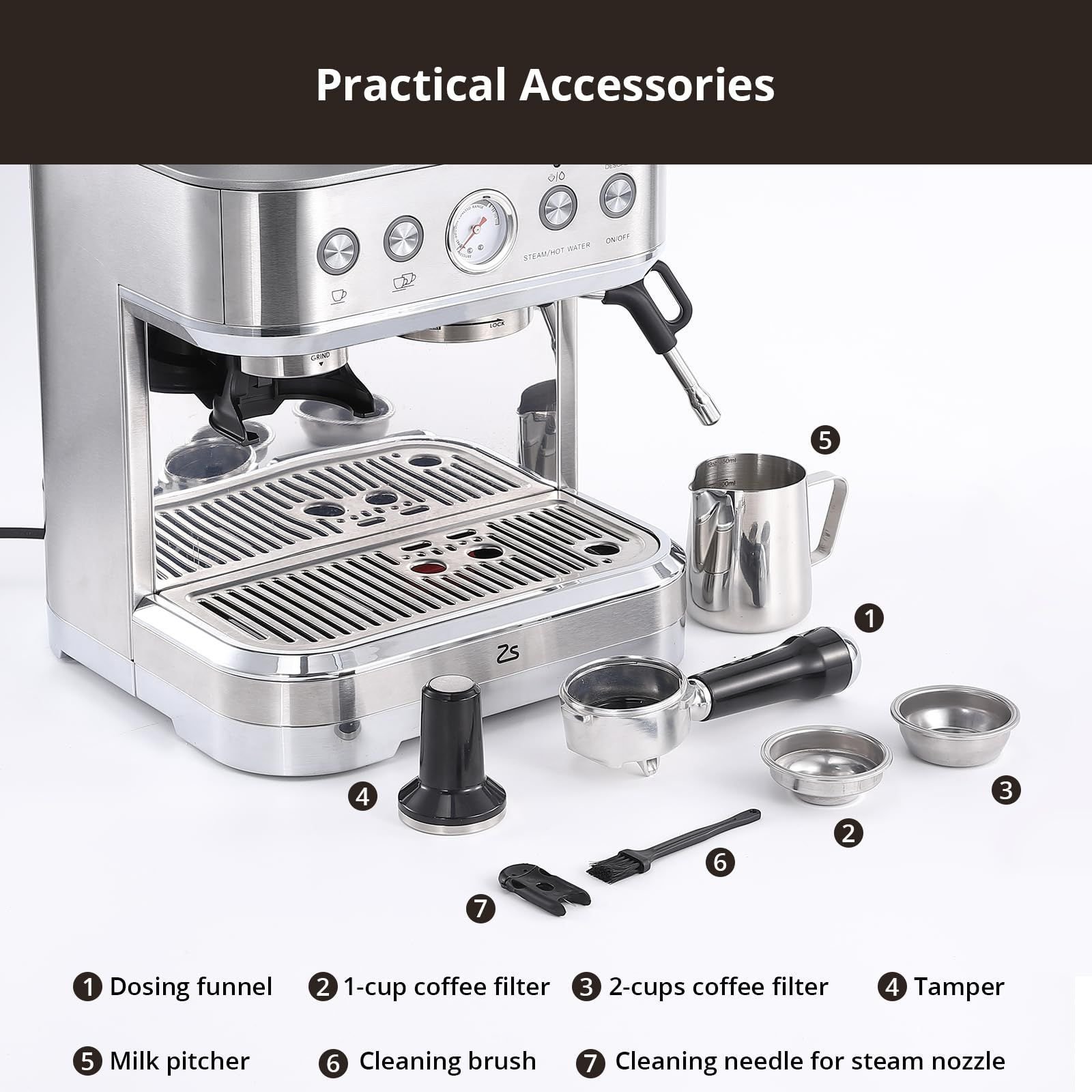 Takywep Máquina de Espresso Profissional 15 Bar com Moedor Cinza - 7