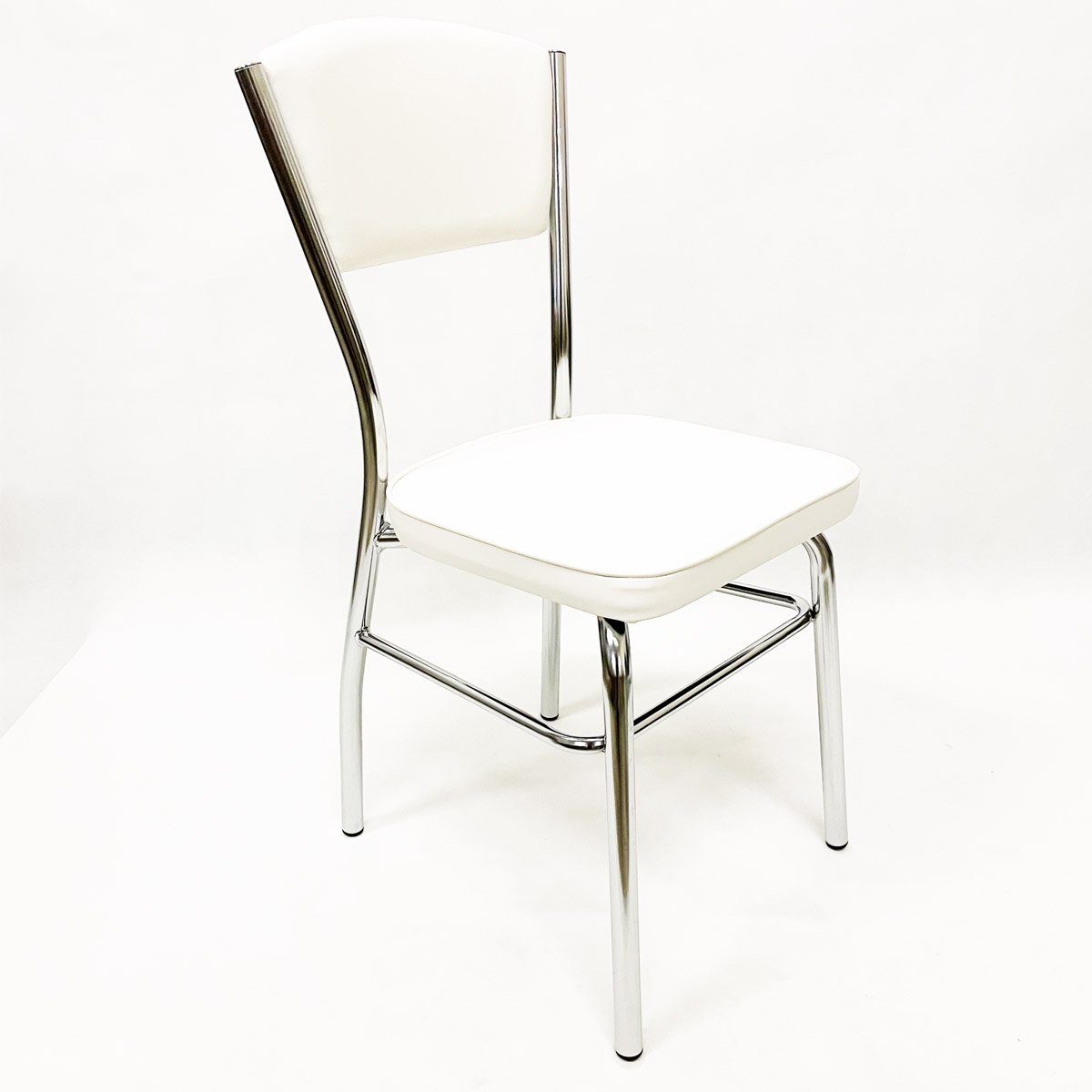 Cadeira Cozinha reforço cromada assento grosso Confortável encosto estofado cor branco