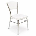 Ver imagem 1 de Cadeira Cozinha Reforço Cromada Assento Grosso Confortável Encosto Estofado Cor Branco
