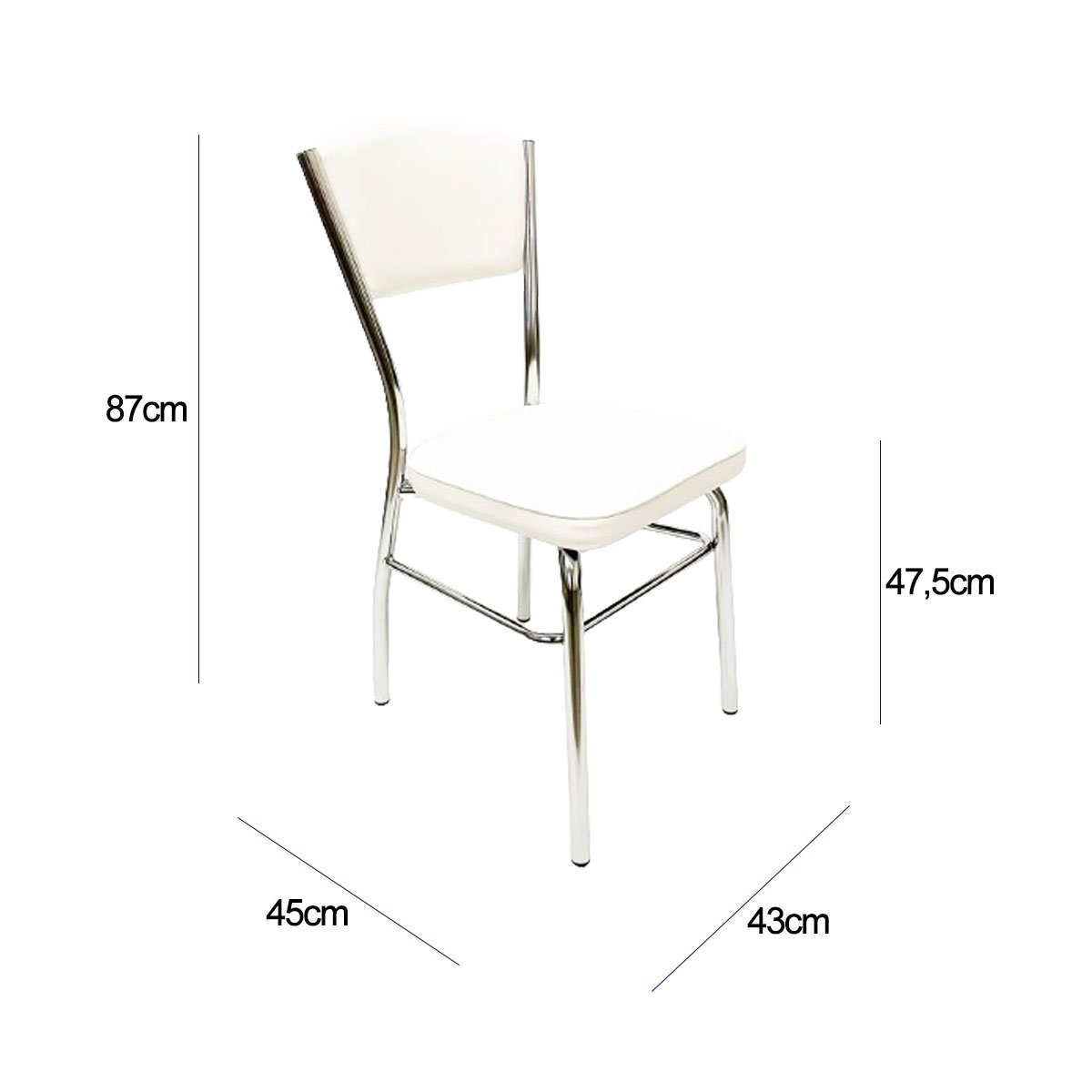 Cadeira Cozinha Reforço Cromada Assento Grosso Confortável Encosto Estofado Cor Branco - 4