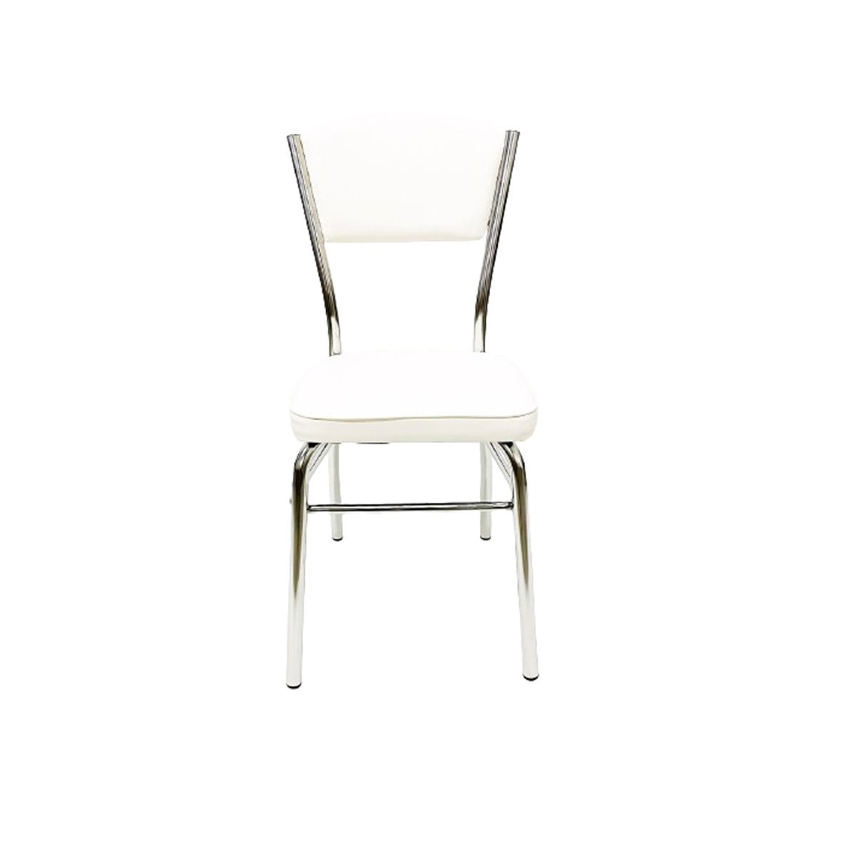 Cadeira Cozinha Reforço Cromada Assento Grosso Confortável Encosto Estofado Cor Branco - 3