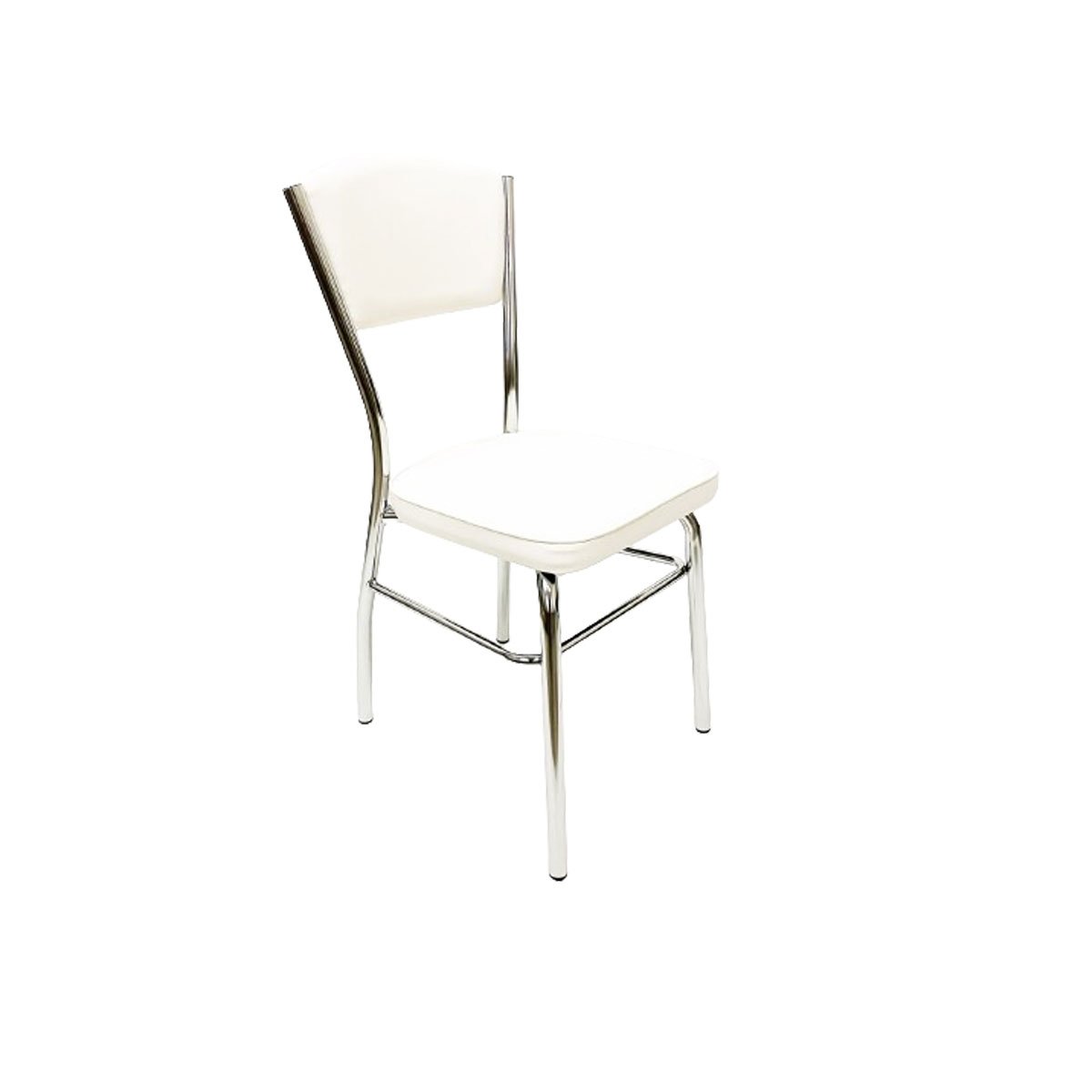 Cadeira Cozinha Reforço Cromada Assento Grosso Confortável Encosto Estofado Cor Branco