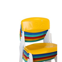 Conjunto Coletivo Quadrado Infantil Monobloco c/ 4 Cadeiras Polipropileno ABC - 2