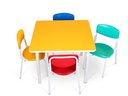Ver imagem 1 de Conjunto Coletivo Quadrado Infantil Monobloco c/ 4 Cadeiras Polipropileno ABC