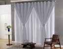 Ver imagem 2 de Cortina Roma 6,00m X 2,50 Tecido Microfibra e Voil com Fivelas Cromadas - Cor: Cinza / Branco