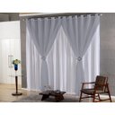 Ver imagem 1 de Cortina Roma 6,00m X 2,50 Tecido Microfibra e Voil com Fivelas Cromadas - Cor: Cinza / Branco