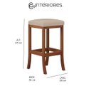 Ver imagem 2 de Kit 2 Banquetas Média Estofada Barcelona 38x64cm Bancada Madeira Maciça Castanho Suede Bege - CCS