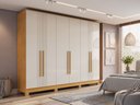 Ver imagem 1 de Roupeiro Moderna 6 Portas 100% MDF com Pes CHF Moveis Cinamomo/Off White