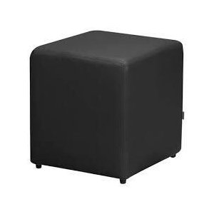 Puff Quadrado Decorativo Corino Preto