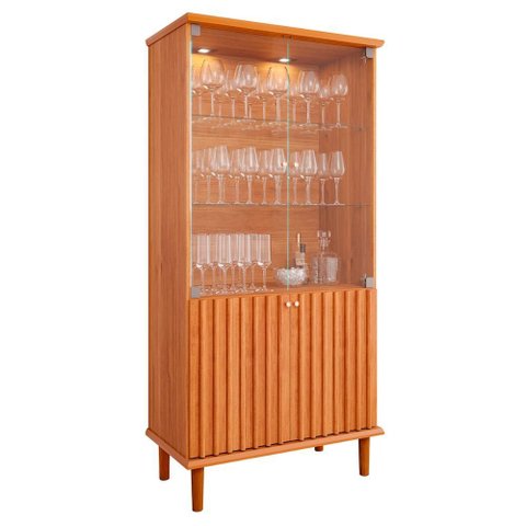 Cristaleira para Sala de Estar Sala de Jantar Luiza Cor Cinamomo