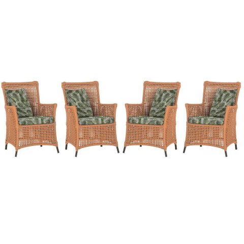 4 Poltronas Igapó Alumínio Pintura Marrom Corda Náutica E5 Terra Cota