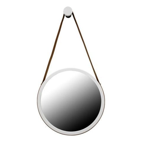 Espelho Redondo Adnet Alça 60cm + Suporte - Premium Luxo - Branco