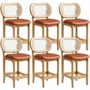 Ver imagem 1 de Kit 6 Banquetas Baixa Bar Cozinha Sala de Jantar Betta L02 Mel Tela Couríssimo Camel - Lyam Decor