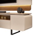 Ver imagem 4 de Painel com Bancada Firenze 3D p/Tvs 75'' Freijó/Off White - Dj Moveis DJ Móveis Bancada e Painel Fir