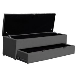 Calçadeira Recamier Baú Sapateira Casal Queen 160cm Ayla Suede Tampo Reto - Estopar Ayla 160cm Suede - 3
