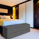 Ver imagem 2 de Calçadeira Recamier Baú Sapateira Casal Queen 160cm Ayla Suede Tampo Reto - Estopar Ayla 160cm Suede