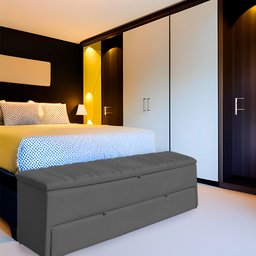 Calçadeira Recamier Baú Sapateira Casal Queen 160cm Ayla Suede Tampo Reto - Estopar Ayla 160cm Suede - 2