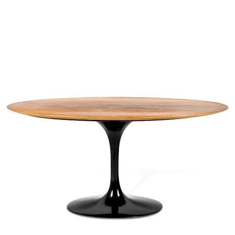 Mesa de Jantar Tulipa Saarinen Base Preta Tampo Amadeirado 2,44cm Oval