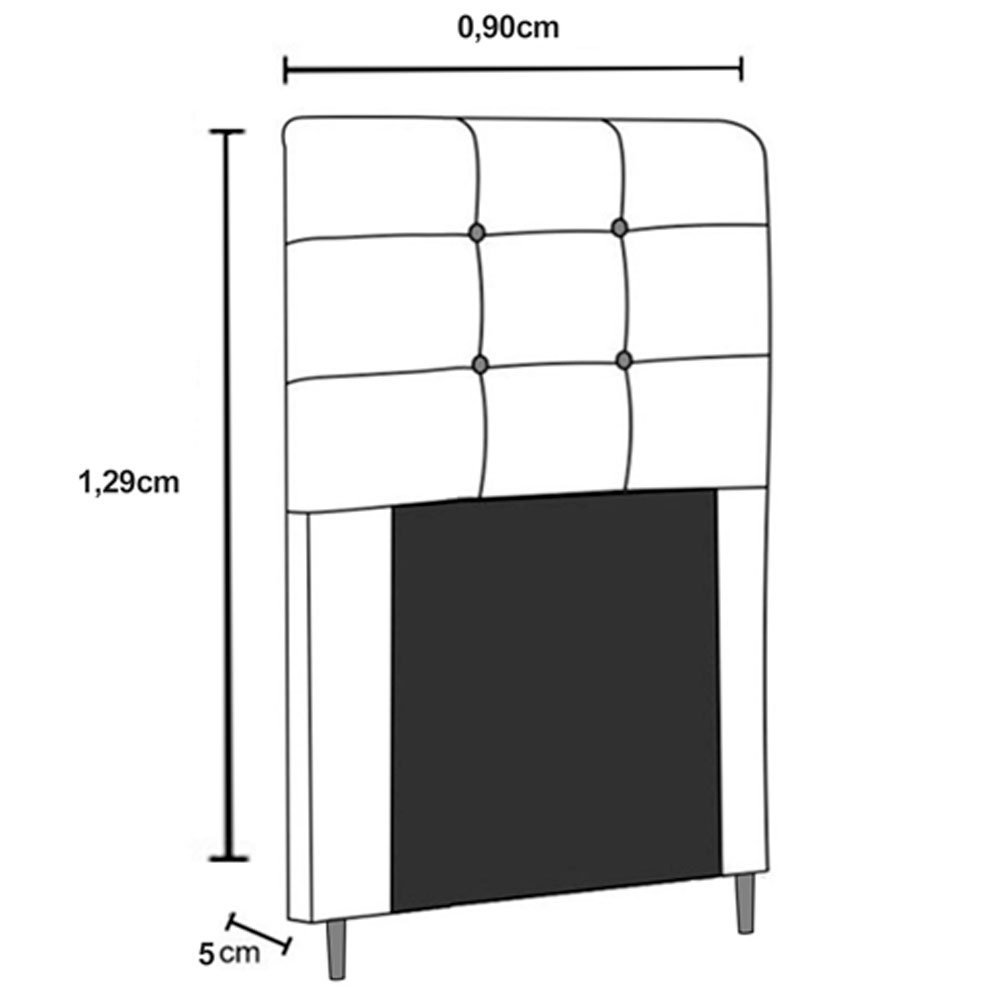 Cabeceira Cama Box Solteiro 90cm Lena Tecido Suede Marrom Ísis Estofados - 3