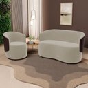 Ver imagem 2 de Kit Poltrona e Namoradeira Aisha Orgânica Composê Sintético Marrom com Suede Bege - Desk Design