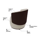 Ver mais imagens de Kit Poltrona e Namoradeira Aisha Orgânica Composê Sintético Marrom com Suede Bege - Desk Design