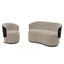 Ver imagem 1 de Kit Poltrona e Namoradeira Aisha Orgânica Composê Sintético Marrom com Suede Bege - Desk Design