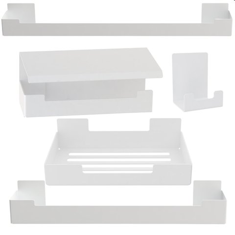Kit de Acessórios para Banheiro 5 Peças Adesivo Branco F.elg