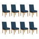 Ver imagem 1 de Kit 8 Cadeiras de Jantar Brisa Suede Base de Madeira - Pallazio Cor:Azul Marinho
