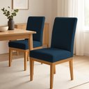 Ver imagem 3 de Kit 8 Cadeiras de Jantar Brisa Suede Base de Madeira - Pallazio Cor:Azul Marinho