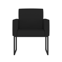 Ver imagem 2 de Poltrona Cadeira Decorativa Recepção Base de Ferro Preta:courino Preto