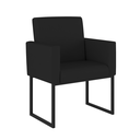 Ver imagem 1 de Poltrona Cadeira Decorativa Recepção Base de Ferro Preta:courino Preto