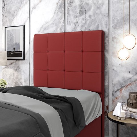 Cabeceira Áurea 90 para Cama de Solteiro A-020 Couro Vermelho Aradecor