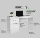 Ver imagem 5 de Mesa Escrivaninha Home Office Quarto Sala Escritorio 1 Porta 1 Gaveta Vitoria Cor Branco