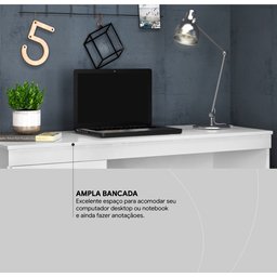 Mesa Escrivaninha Home Office Quarto Sala Escritorio 1 Porta 1 Gaveta Vitoria Cor Branco - 7