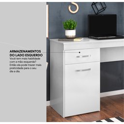 Mesa Escrivaninha Home Office Quarto Sala Escritorio 1 Porta 1 Gaveta Vitoria Cor Branco - 8